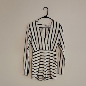 HYFVE Black and White Striped Women's Romper